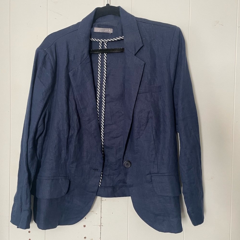 Olivia Moon Navy Linen Blazer L/XL